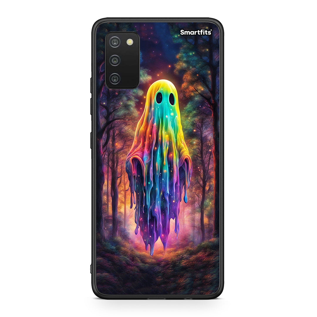 Samsung A03s Halloween Ghost θήκη από τη Smartfits με σχέδιο στο πίσω μέρος και μαύρο περίβλημα | Smartphone case with colorful back and black bezels by Smartfits