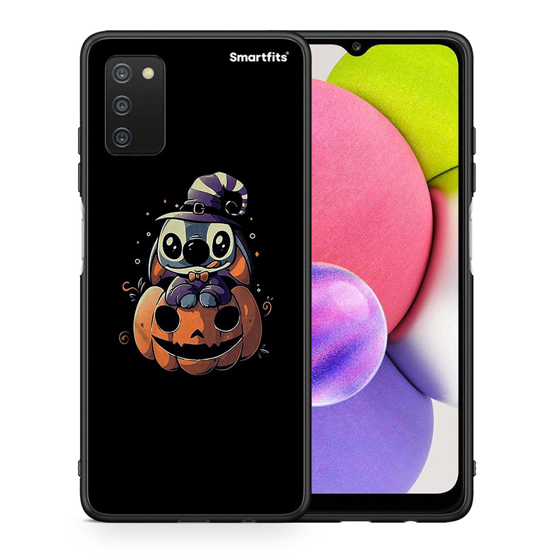 Θήκη Samsung A03s Halloween Stitch από τη Smartfits με σχέδιο στο πίσω μέρος και μαύρο περίβλημα | Samsung A03s Halloween Stitch case with colorful back and black bezels