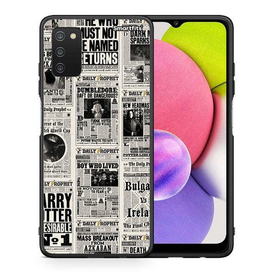 Θήκη Samsung A03s Harry Paper από τη Smartfits με σχέδιο στο πίσω μέρος και μαύρο περίβλημα | Samsung A03s Harry Paper case with colorful back and black bezels