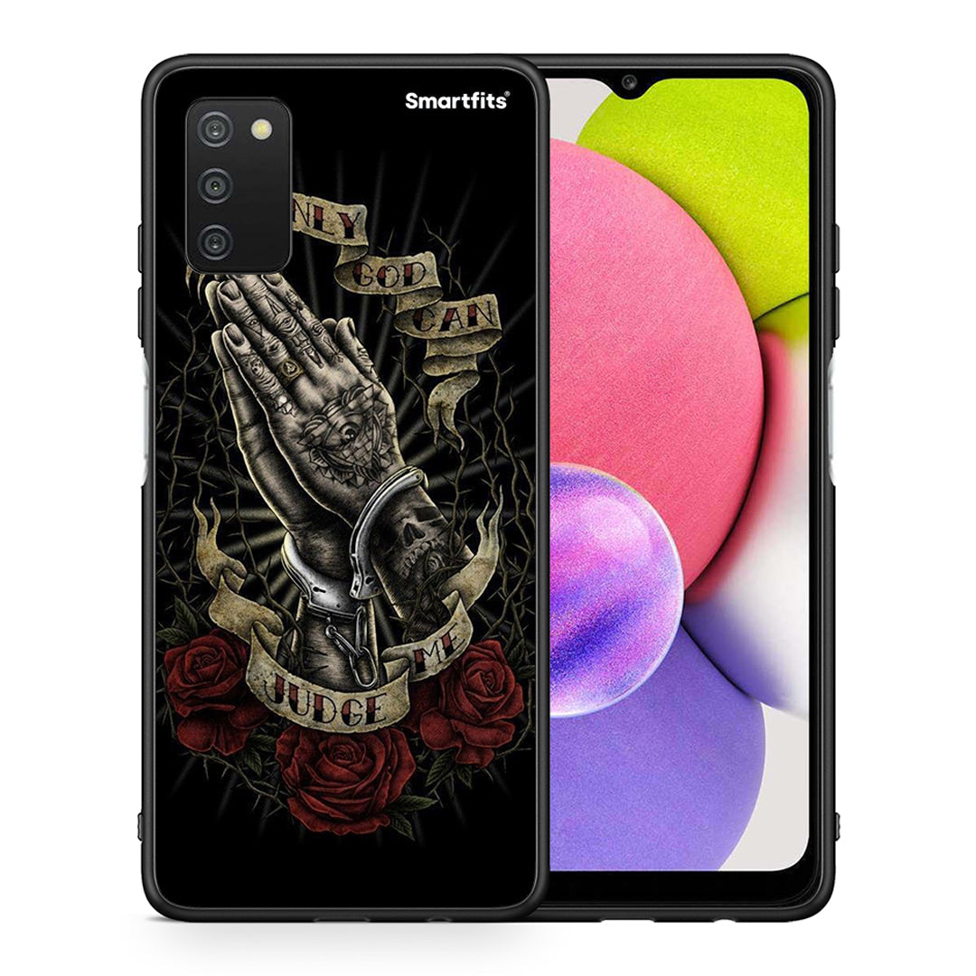 Θήκη Samsung A03s Judge By God από τη Smartfits με σχέδιο στο πίσω μέρος και μαύρο περίβλημα | Samsung A03s Judge By God case with colorful back and black bezels