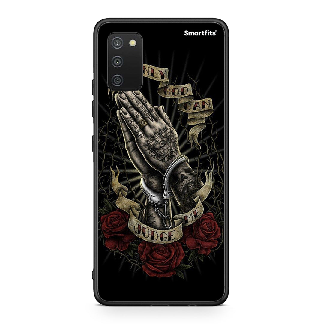 Samsung A03s Judge By God θήκη από τη Smartfits με σχέδιο στο πίσω μέρος και μαύρο περίβλημα | Smartphone case with colorful back and black bezels by Smartfits