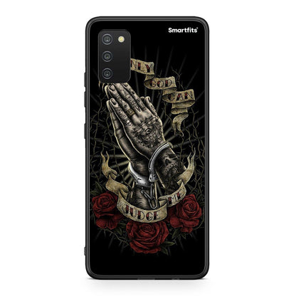 Samsung A03s Judge By God θήκη από τη Smartfits με σχέδιο στο πίσω μέρος και μαύρο περίβλημα | Smartphone case with colorful back and black bezels by Smartfits