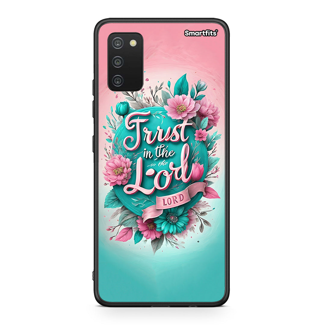 Samsung A03s Lord Trust θήκη από τη Smartfits με σχέδιο στο πίσω μέρος και μαύρο περίβλημα | Smartphone case with colorful back and black bezels by Smartfits