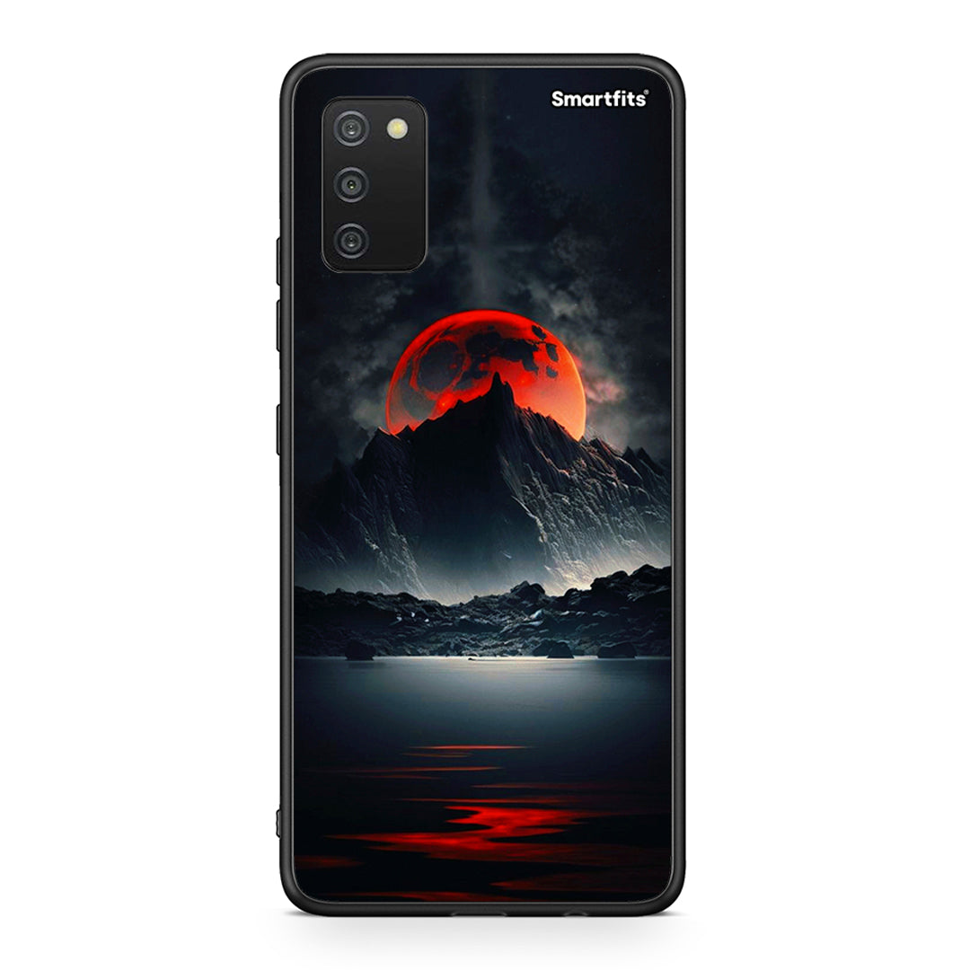 Samsung A03s Red Full Moon θήκη από τη Smartfits με σχέδιο στο πίσω μέρος και μαύρο περίβλημα | Smartphone case with colorful back and black bezels by Smartfits