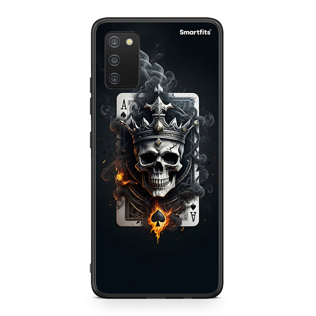 Samsung A03s Skull King Ace θήκη από τη Smartfits με σχέδιο στο πίσω μέρος και μαύρο περίβλημα | Smartphone case with colorful back and black bezels by Smartfits