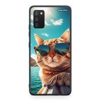 Thumbnail for Samsung A03s Summer Cat θήκη από τη Smartfits με σχέδιο στο πίσω μέρος και μαύρο περίβλημα | Smartphone case with colorful back and black bezels by Smartfits
