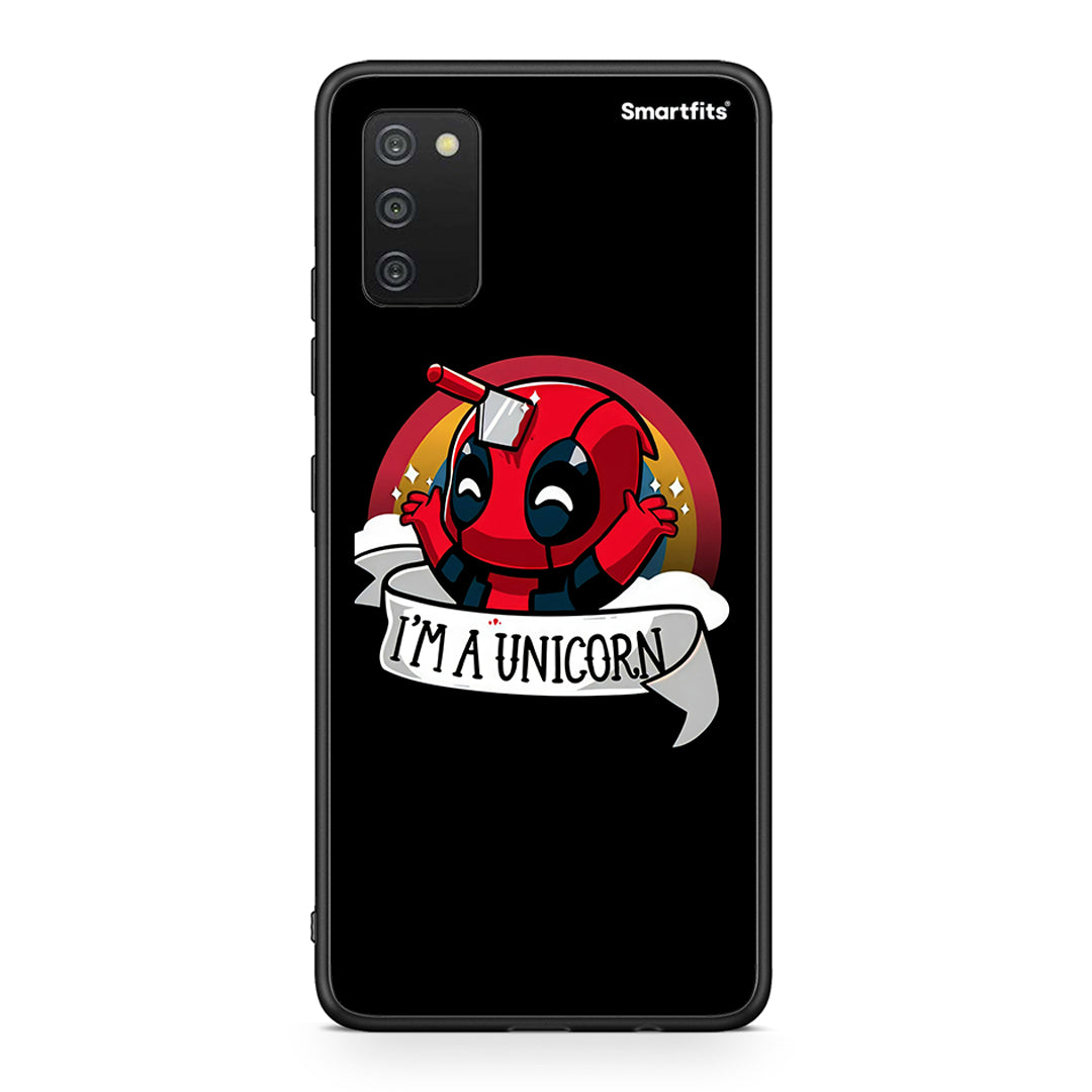 Samsung A03s Unicorn Deadpool θήκη από τη Smartfits με σχέδιο στο πίσω μέρος και μαύρο περίβλημα | Smartphone case with colorful back and black bezels by Smartfits