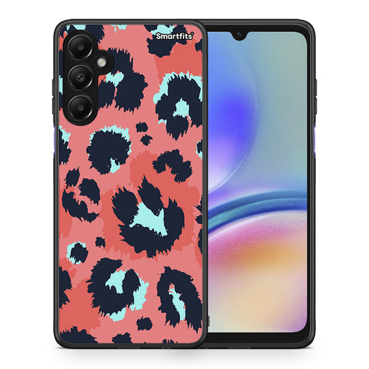 Θήκη Samsung Galaxy A05s Pink Leopard Animal από τη Smartfits με σχέδιο στο πίσω μέρος και μαύρο περίβλημα | Samsung Galaxy A05s Pink Leopard Animal case with colorful back and black bezels