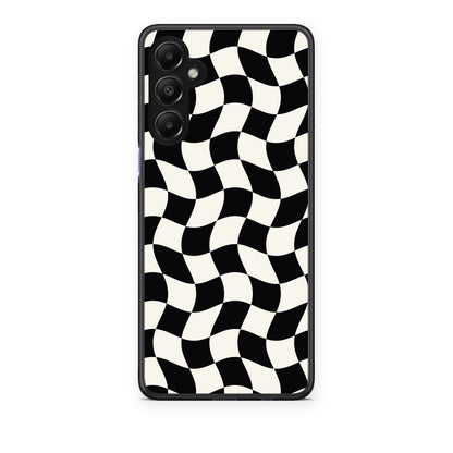 Θήκη Samsung Galaxy A05s Black and Cream Wavy Checkerboard από τη Smartfits με σχέδιο στο πίσω μέρος και μαύρο περίβλημα | Samsung Galaxy A05s Black and Cream Wavy Checkerboard case with colorful back and black bezels