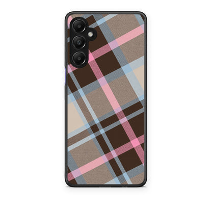 Θήκη Samsung Galaxy A05s Brown Pink and Blue Diagonal Plaid από τη Smartfits με σχέδιο στο πίσω μέρος και μαύρο περίβλημα | Samsung Galaxy A05s Brown Pink and Blue Diagonal Plaid case with colorful back and black bezels