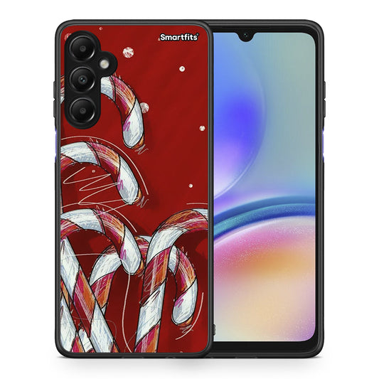 Θήκη Samsung Galaxy A05s Candy Cane από τη Smartfits με σχέδιο στο πίσω μέρος και μαύρο περίβλημα | Samsung Galaxy A05s Candy Cane case with colorful back and black bezels