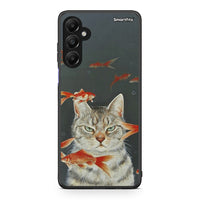 Thumbnail for Samsung Galaxy A05s Cat Goldfish θήκη από τη Smartfits με σχέδιο στο πίσω μέρος και μαύρο περίβλημα | Smartphone case with colorful back and black bezels by Smartfits