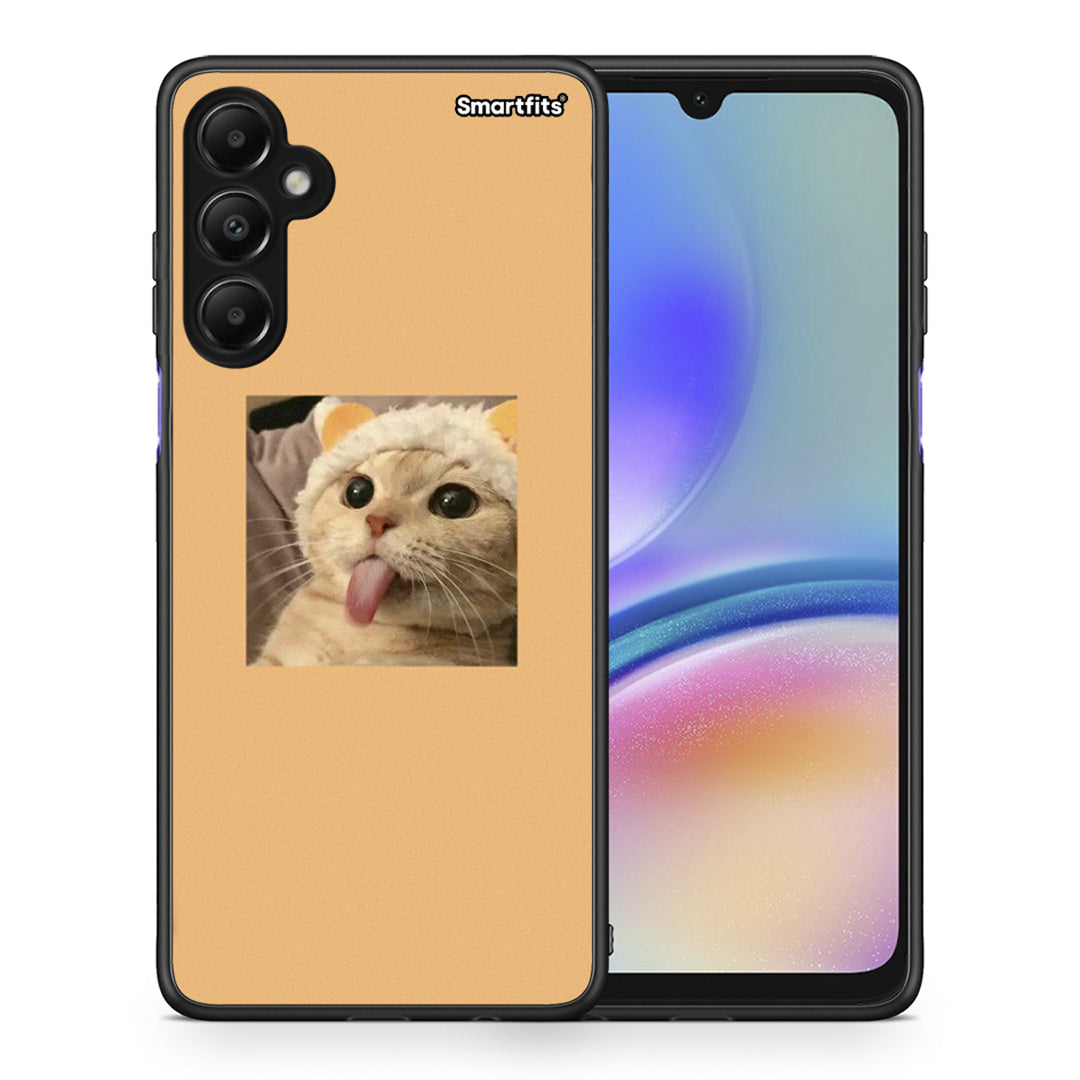 Θήκη Samsung Galaxy A05s Cat Tongue από τη Smartfits με σχέδιο στο πίσω μέρος και μαύρο περίβλημα | Samsung Galaxy A05s Cat Tongue case with colorful back and black bezels