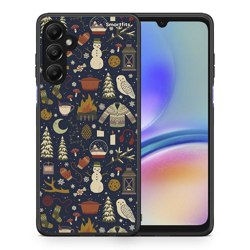 Θήκη Samsung Galaxy A05s Christmas Elements από τη Smartfits με σχέδιο στο πίσω μέρος και μαύρο περίβλημα | Samsung Galaxy A05s Christmas Elements case with colorful back and black bezels
