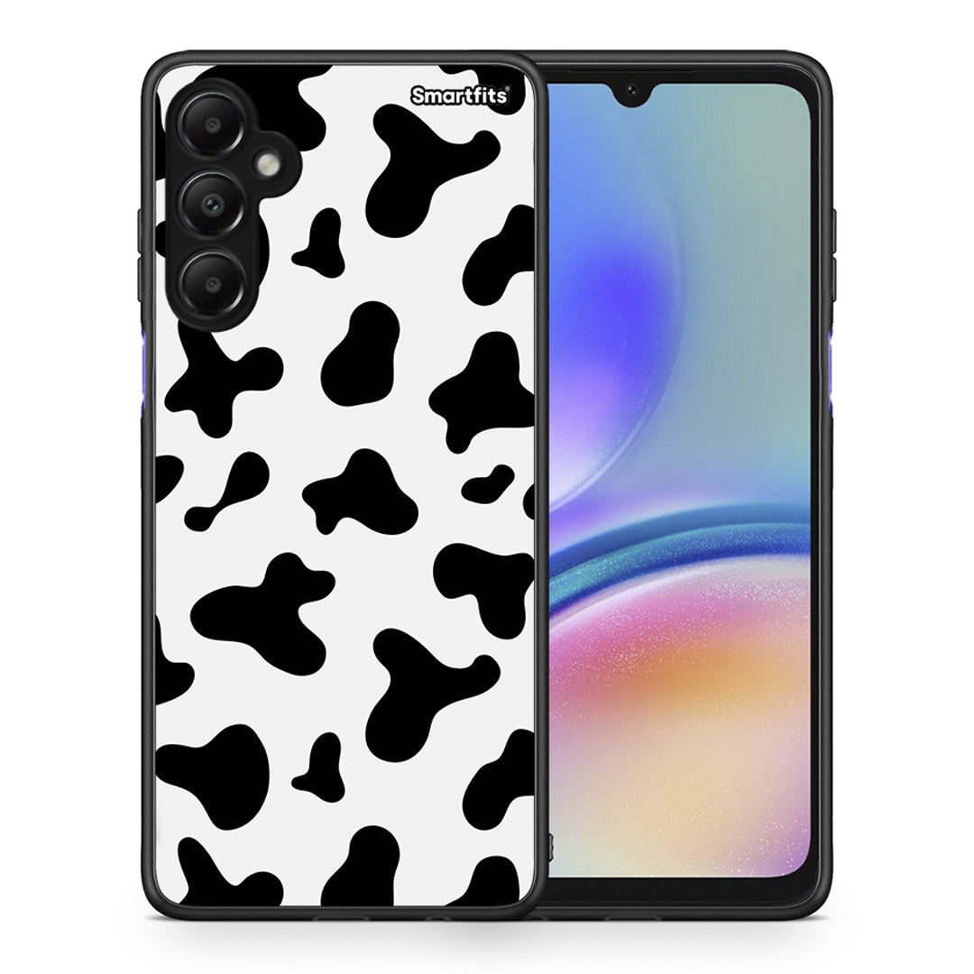 Θήκη Samsung Galaxy A05s Cow Print από τη Smartfits με σχέδιο στο πίσω μέρος και μαύρο περίβλημα | Samsung Galaxy A05s Cow Print case with colorful back and black bezels