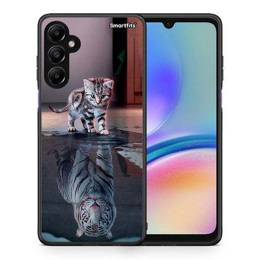 Θήκη Samsung Galaxy A05s Tiger Cute από τη Smartfits με σχέδιο στο πίσω μέρος και μαύρο περίβλημα | Samsung Galaxy A05s Tiger Cute case with colorful back and black bezels