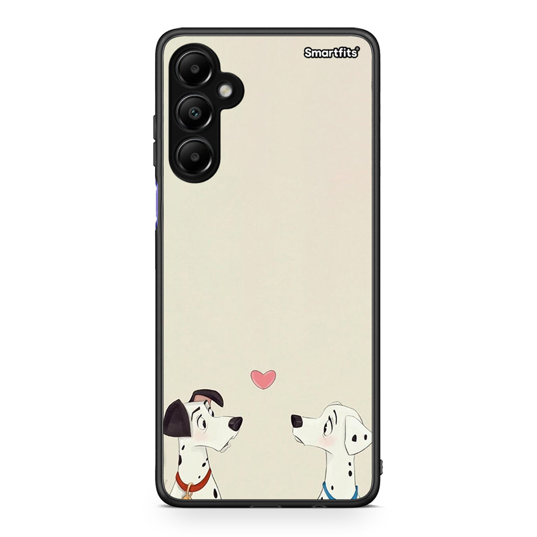 Samsung Galaxy A05s Dalmatians Love θήκη από τη Smartfits με σχέδιο στο πίσω μέρος και μαύρο περίβλημα | Smartphone case with colorful back and black bezels by Smartfits
