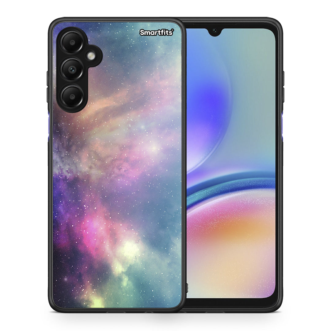 Θήκη Samsung Galaxy A05s Rainbow Galaxy από τη Smartfits με σχέδιο στο πίσω μέρος και μαύρο περίβλημα | Samsung Galaxy A05s Rainbow Galaxy case with colorful back and black bezels