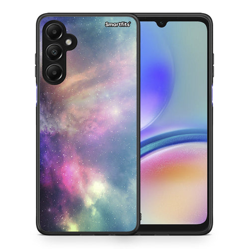 Θήκη Samsung Galaxy A05s Rainbow Galaxy από τη Smartfits με σχέδιο στο πίσω μέρος και μαύρο περίβλημα | Samsung Galaxy A05s Rainbow Galaxy case with colorful back and black bezels