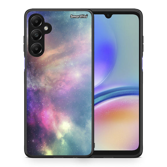 Θήκη Samsung Galaxy A05s Rainbow Galaxy από τη Smartfits με σχέδιο στο πίσω μέρος και μαύρο περίβλημα | Samsung Galaxy A05s Rainbow Galaxy case with colorful back and black bezels