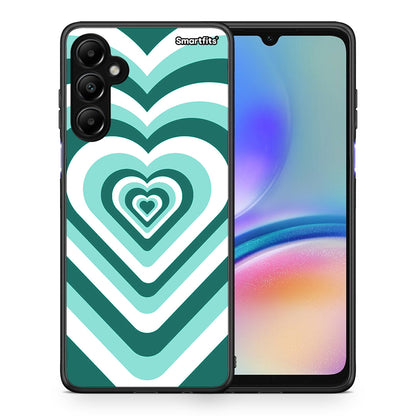Θήκη Samsung Galaxy A05s Green Hearts από τη Smartfits με σχέδιο στο πίσω μέρος και μαύρο περίβλημα | Samsung Galaxy A05s Green Hearts case with colorful back and black bezels