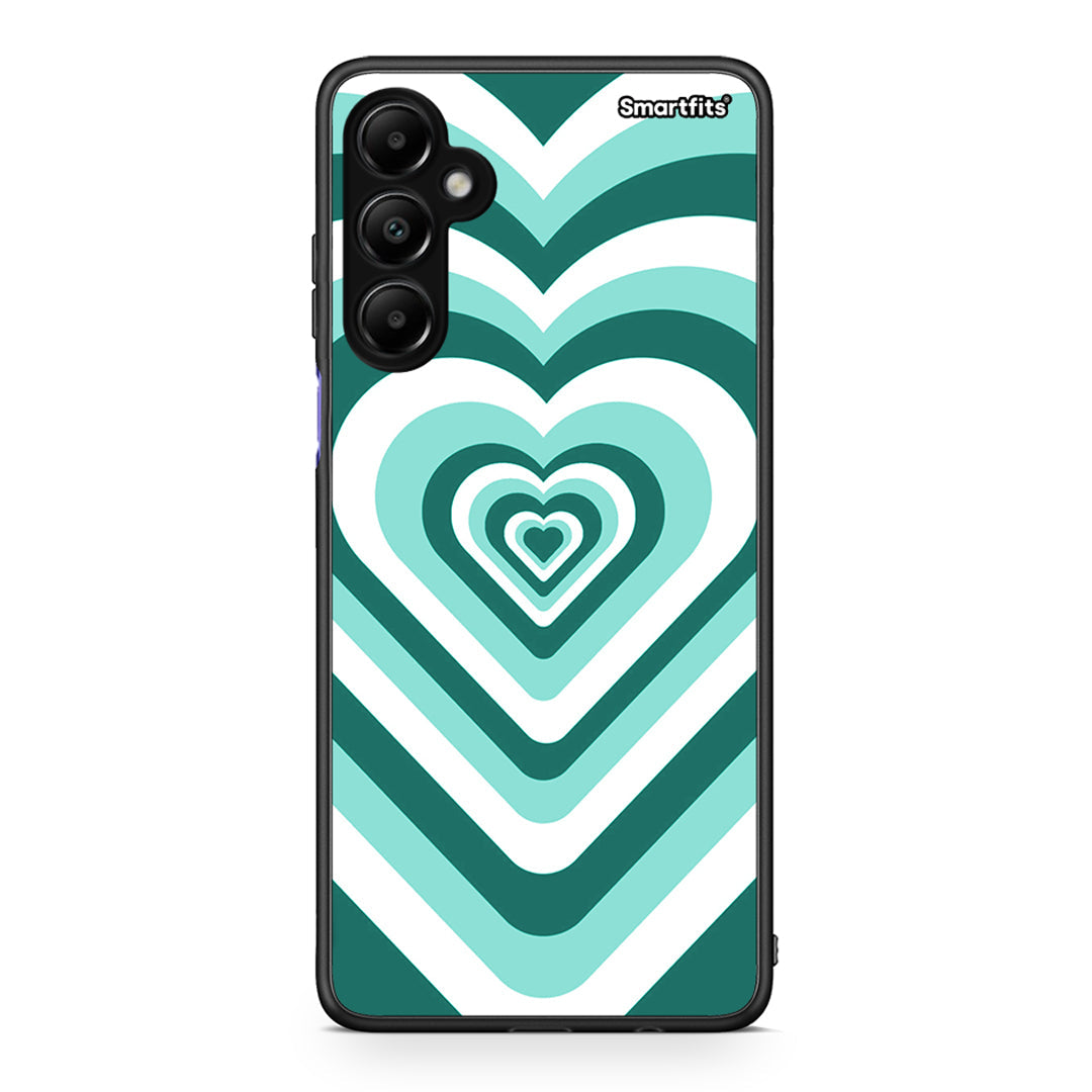 Samsung Galaxy A05s Green Hearts θήκη από τη Smartfits με σχέδιο στο πίσω μέρος και μαύρο περίβλημα | Smartphone case with colorful back and black bezels by Smartfits