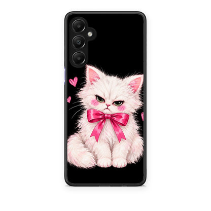 Θήκη Samsung Galaxy A05s Grumpy Party Kitten on Black από τη Smartfits με σχέδιο στο πίσω μέρος και μαύρο περίβλημα | Samsung Galaxy A05s Grumpy Party Kitten on Black case with colorful back and black bezels