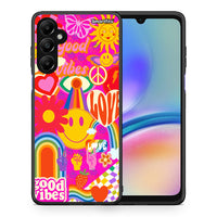 Thumbnail for Θήκη Samsung Galaxy A05s Hippie Love από τη Smartfits με σχέδιο στο πίσω μέρος και μαύρο περίβλημα | Samsung Galaxy A05s Hippie Love case with colorful back and black bezels