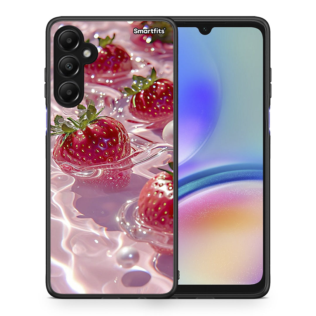 Θήκη Samsung Galaxy A05s Juicy Strawberries από τη Smartfits με σχέδιο στο πίσω μέρος και μαύρο περίβλημα | Samsung Galaxy A05s Juicy Strawberries case with colorful back and black bezels