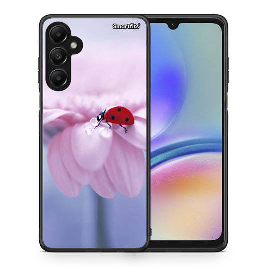 Θήκη Samsung Galaxy A05s Ladybug Flower από τη Smartfits με σχέδιο στο πίσω μέρος και μαύρο περίβλημα | Samsung Galaxy A05s Ladybug Flower case with colorful back and black bezels