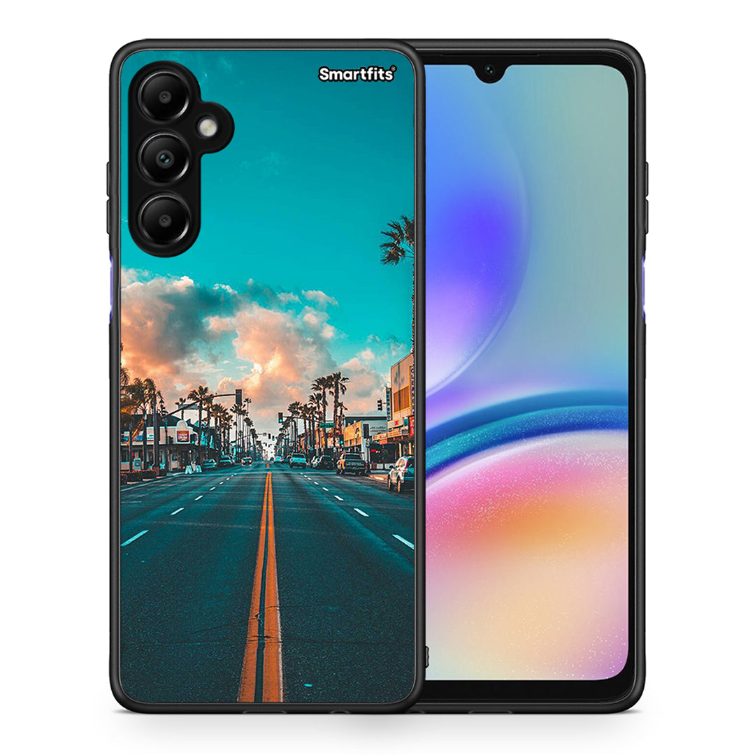 Θήκη Samsung Galaxy A05s City Landscape από τη Smartfits με σχέδιο στο πίσω μέρος και μαύρο περίβλημα | Samsung Galaxy A05s City Landscape case with colorful back and black bezels