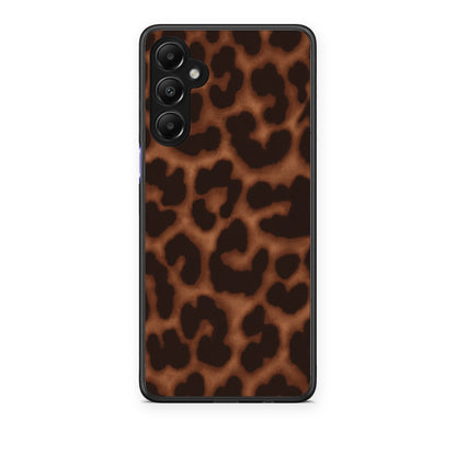 Θήκη Samsung Galaxy A05s Leopard Print Dark Brown από τη Smartfits με σχέδιο στο πίσω μέρος και μαύρο περίβλημα | Samsung Galaxy A05s Leopard Print Dark Brown case with colorful back and black bezels