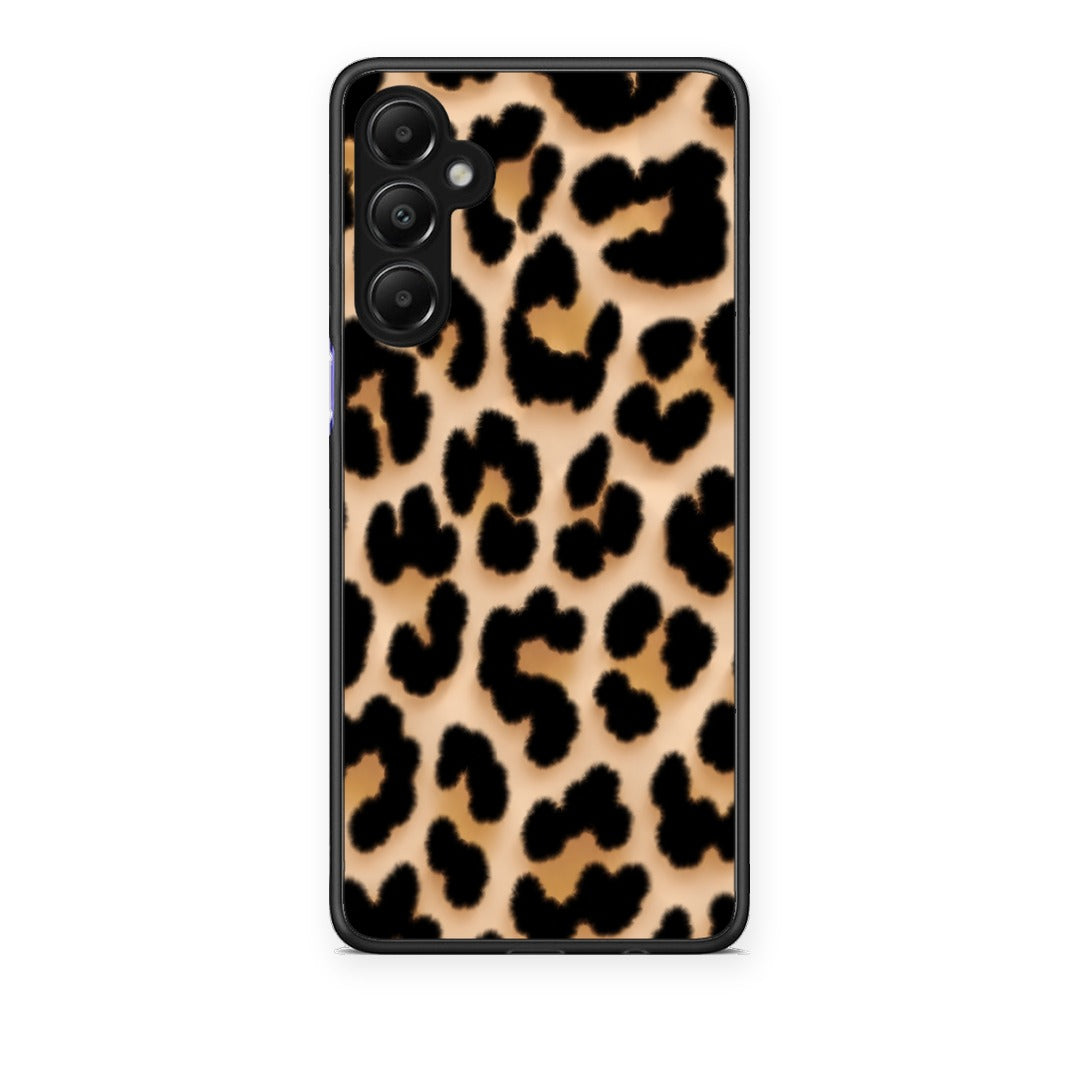 Θήκη Samsung Galaxy A05s Leopard Print Tan Large από τη Smartfits με σχέδιο στο πίσω μέρος και μαύρο περίβλημα | Samsung Galaxy A05s Leopard Print Tan Large case with colorful back and black bezels