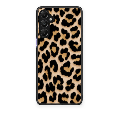 Θήκη Samsung Galaxy A05s Leopard Print Tan Small από τη Smartfits με σχέδιο στο πίσω μέρος και μαύρο περίβλημα | Samsung Galaxy A05s Leopard Print Tan Small case with colorful back and black bezels