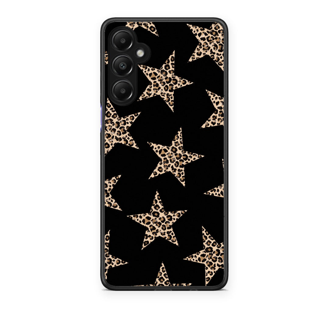 Θήκη Samsung Galaxy A05s Leopard Stars on Black από τη Smartfits με σχέδιο στο πίσω μέρος και μαύρο περίβλημα | Samsung Galaxy A05s Leopard Stars on Black case with colorful back and black bezels