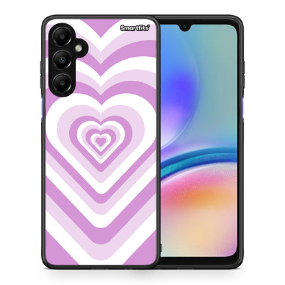 Θήκη Samsung Galaxy A05s Lilac Hearts από τη Smartfits με σχέδιο στο πίσω μέρος και μαύρο περίβλημα | Samsung Galaxy A05s Lilac Hearts case with colorful back and black bezels
