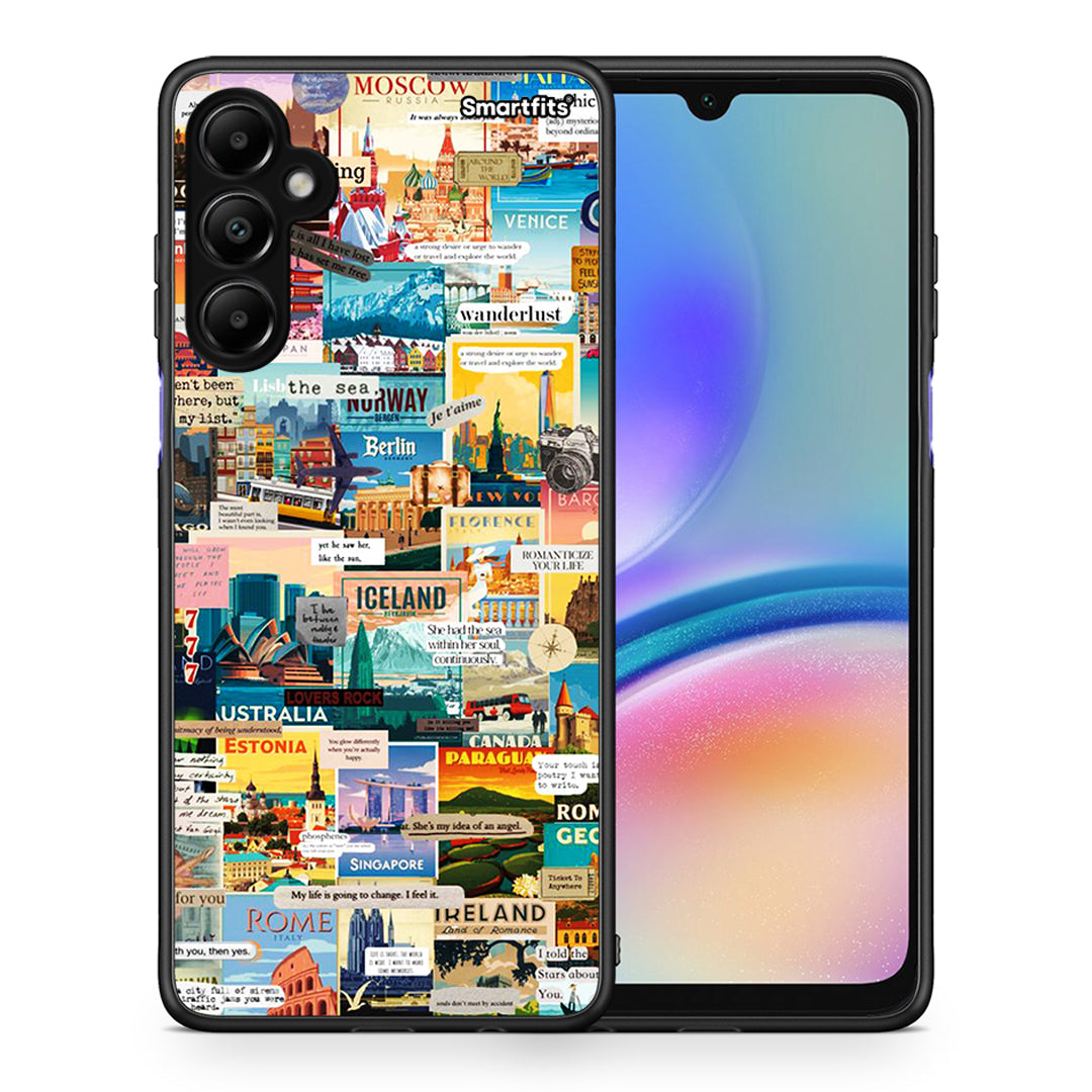 Θήκη Samsung Galaxy A05s Live To Travel από τη Smartfits με σχέδιο στο πίσω μέρος και μαύρο περίβλημα | Samsung Galaxy A05s Live To Travel case with colorful back and black bezels