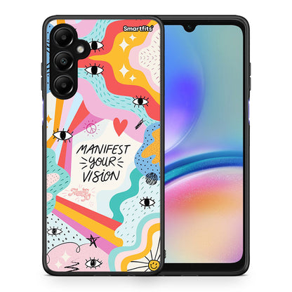Θήκη Samsung Galaxy A05s Manifest Your Vision από τη Smartfits με σχέδιο στο πίσω μέρος και μαύρο περίβλημα | Samsung Galaxy A05s Manifest Your Vision case with colorful back and black bezels