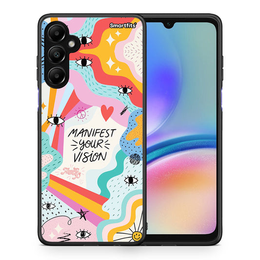 Θήκη Samsung Galaxy A05s Manifest Your Vision από τη Smartfits με σχέδιο στο πίσω μέρος και μαύρο περίβλημα | Samsung Galaxy A05s Manifest Your Vision case with colorful back and black bezels
