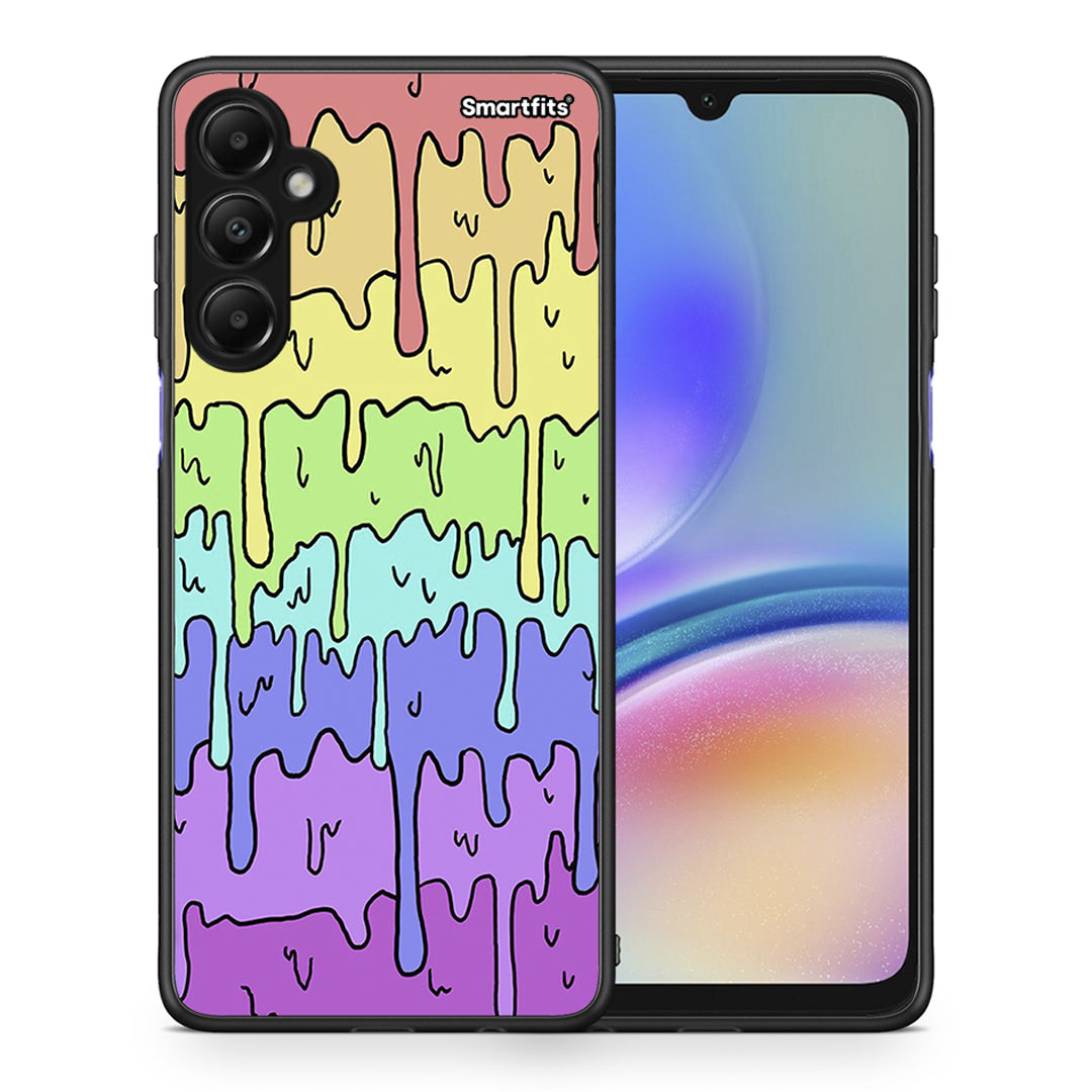 Θήκη Samsung Galaxy A05s Melting Rainbow από τη Smartfits με σχέδιο στο πίσω μέρος και μαύρο περίβλημα | Samsung Galaxy A05s Melting Rainbow case with colorful back and black bezels