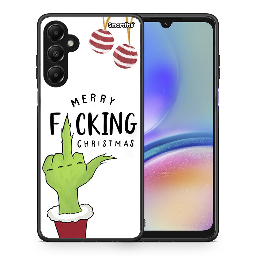 Θήκη Samsung Galaxy A05s Merry F Xmas από τη Smartfits με σχέδιο στο πίσω μέρος και μαύρο περίβλημα | Samsung Galaxy A05s Merry F Xmas case with colorful back and black bezels