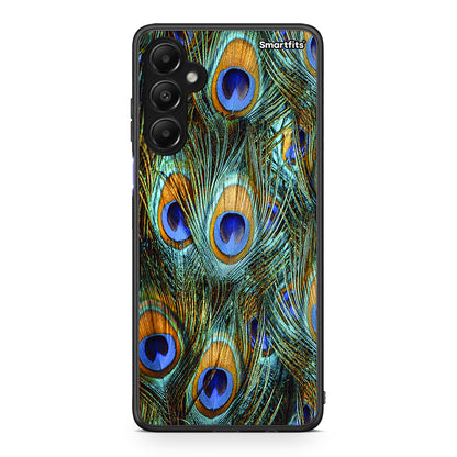 Samsung Galaxy A05s Real Peacock Feathers θήκη από τη Smartfits με σχέδιο στο πίσω μέρος και μαύρο περίβλημα | Smartphone case with colorful back and black bezels by Smartfits