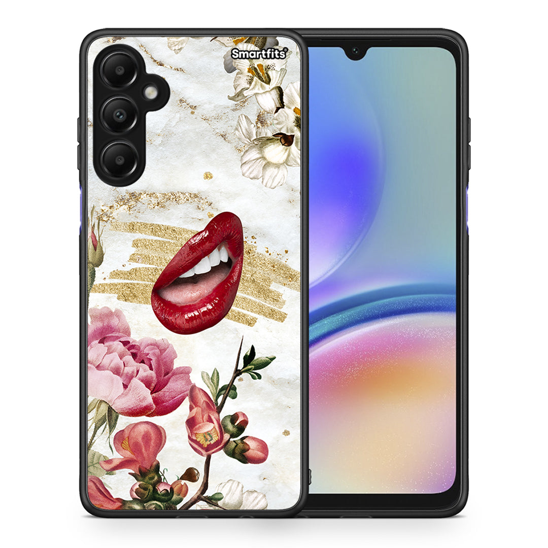 Θήκη Samsung Galaxy A05s Red Lips από τη Smartfits με σχέδιο στο πίσω μέρος και μαύρο περίβλημα | Samsung Galaxy A05s Red Lips case with colorful back and black bezels