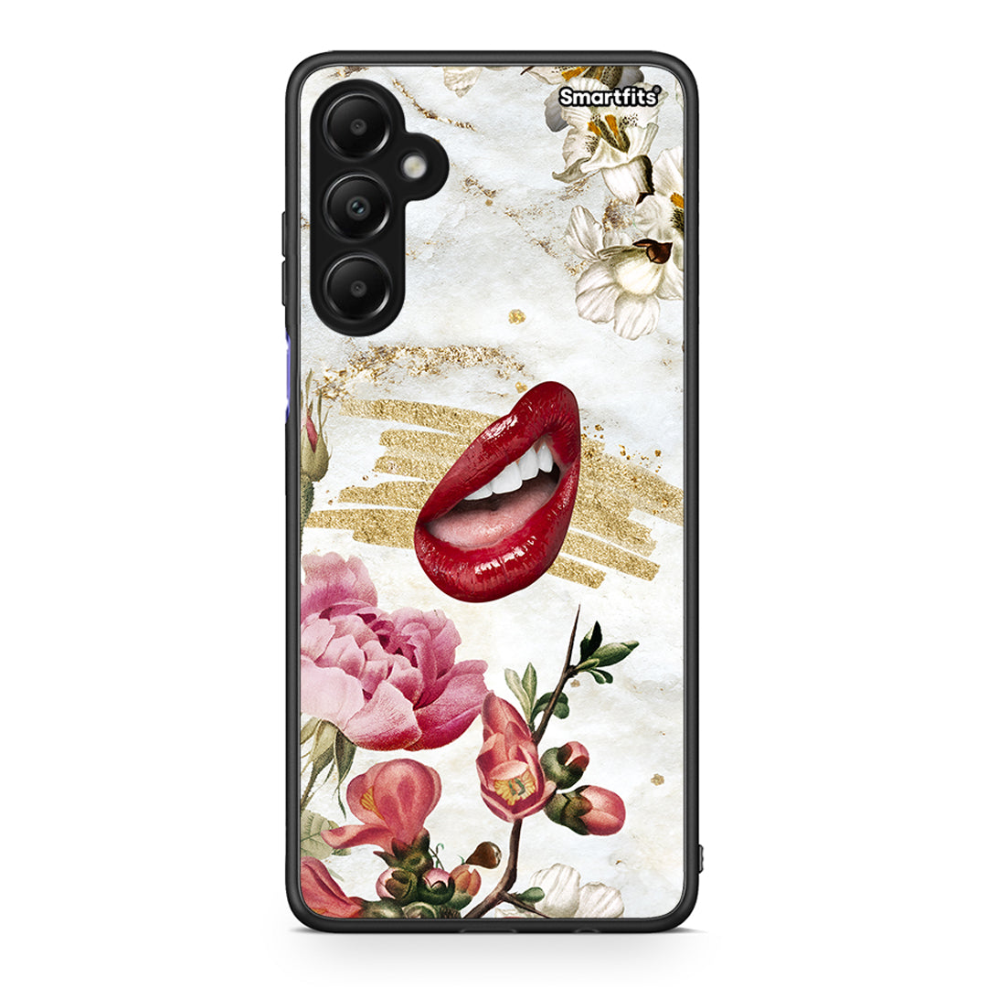 Samsung Galaxy A05s Red Lips θήκη από τη Smartfits με σχέδιο στο πίσω μέρος και μαύρο περίβλημα | Smartphone case with colorful back and black bezels by Smartfits