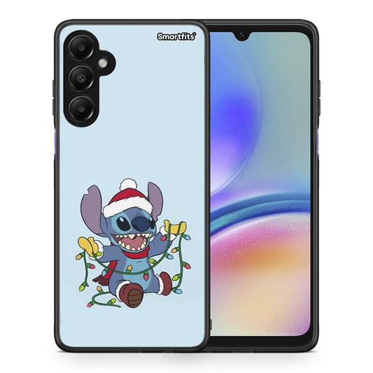 Θήκη Samsung Galaxy A05s Santa Stich από τη Smartfits με σχέδιο στο πίσω μέρος και μαύρο περίβλημα | Samsung Galaxy A05s Santa Stich case with colorful back and black bezels