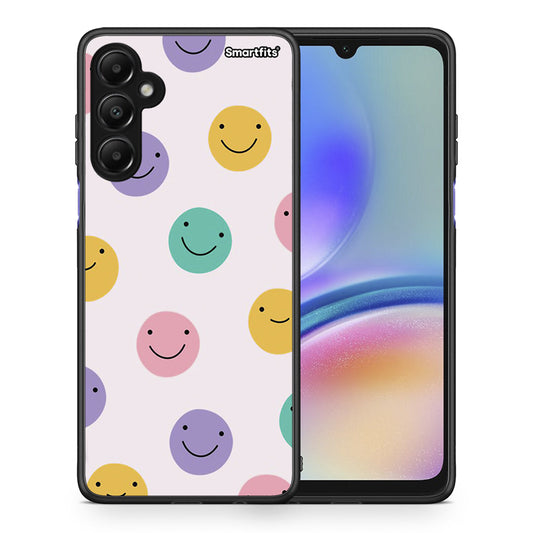 Θήκη Samsung Galaxy A05s Smiley Faces από τη Smartfits με σχέδιο στο πίσω μέρος και μαύρο περίβλημα | Samsung Galaxy A05s Smiley Faces case with colorful back and black bezels