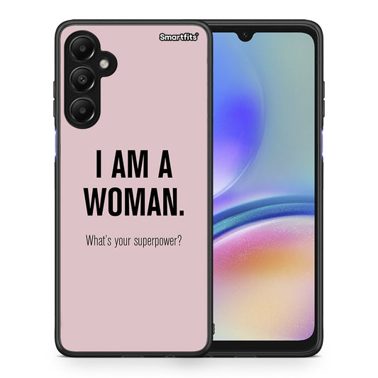 Θήκη Samsung Galaxy A05s Superpower Woman από τη Smartfits με σχέδιο στο πίσω μέρος και μαύρο περίβλημα | Samsung Galaxy A05s Superpower Woman case with colorful back and black bezels