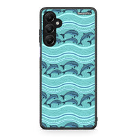 Thumbnail for Samsung Galaxy A05s Swimming Dolphins θήκη από τη Smartfits με σχέδιο στο πίσω μέρος και μαύρο περίβλημα | Smartphone case with colorful back and black bezels by Smartfits