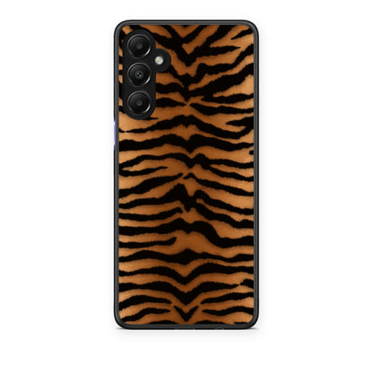 Θήκη Samsung Galaxy A05s Tiger Print Orange and Black από τη Smartfits με σχέδιο στο πίσω μέρος και μαύρο περίβλημα | Samsung Galaxy A05s Tiger Print Orange and Black case with colorful back and black bezels