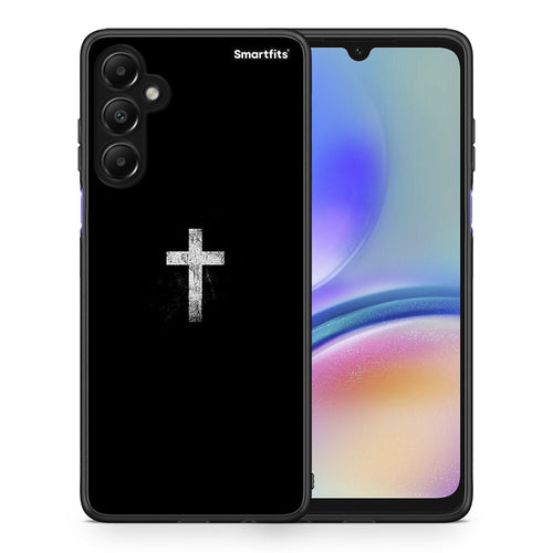 Θήκη Samsung Galaxy A05s White Cross από τη Smartfits με σχέδιο στο πίσω μέρος και μαύρο περίβλημα | Samsung Galaxy A05s White Cross case with colorful back and black bezels